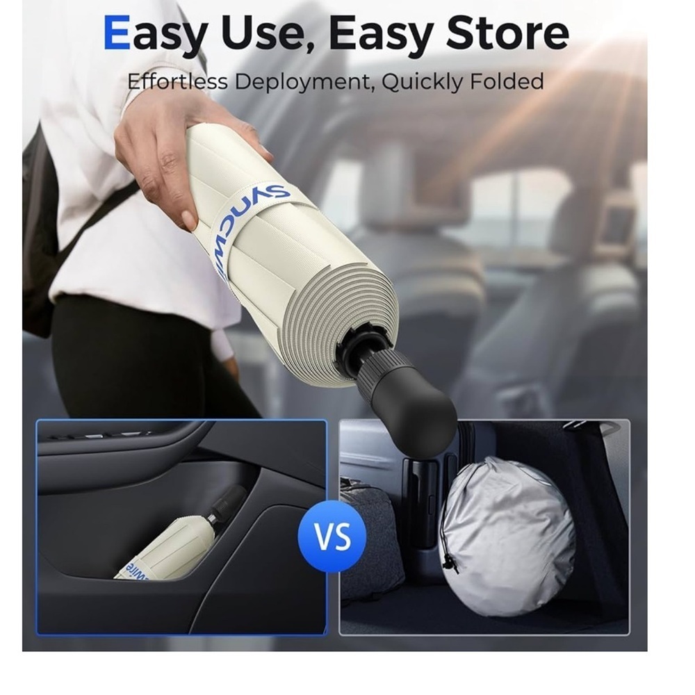 White Syncwire Car Windshield Sunshade Umbrella